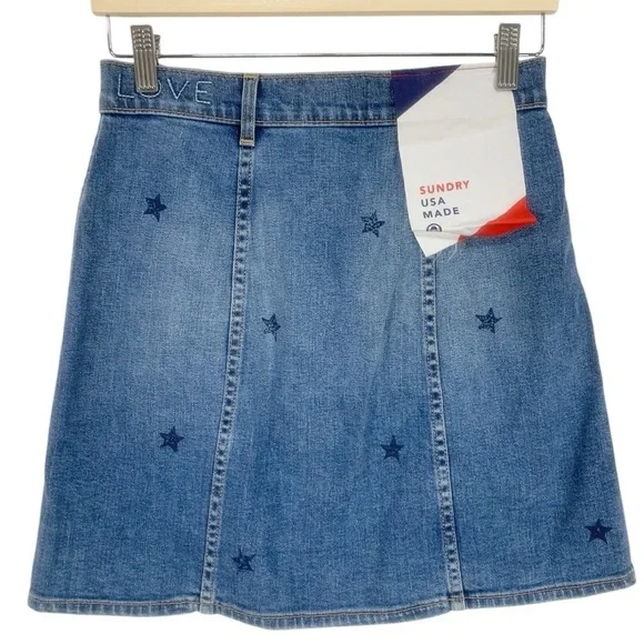 Sundry Star High Waist Button Front Denim Jean Skirt Size 26 - Picture 4 of 11